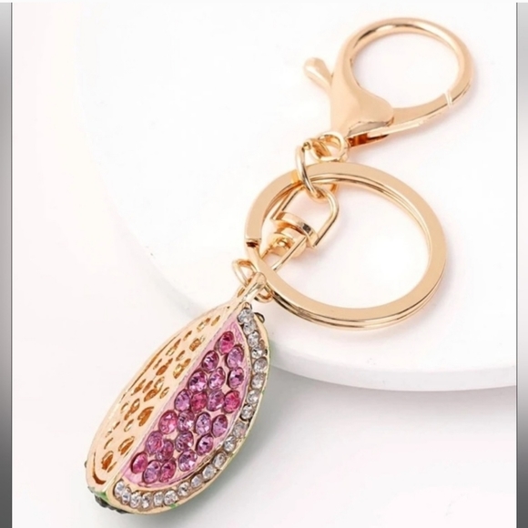 NEW! Rhinestone Watermelon🍉 Keychain Bag 🎒👜 Charm ~ 🎁, Summer, Fruit - Picture 9 of 9